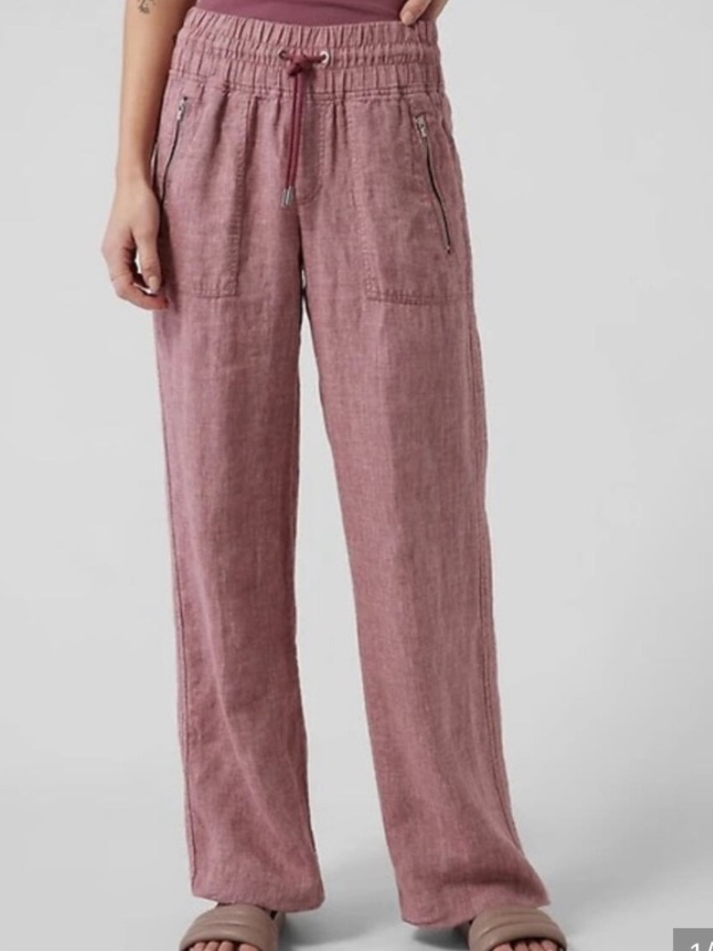 Athleta Cabo linen pants rose pink